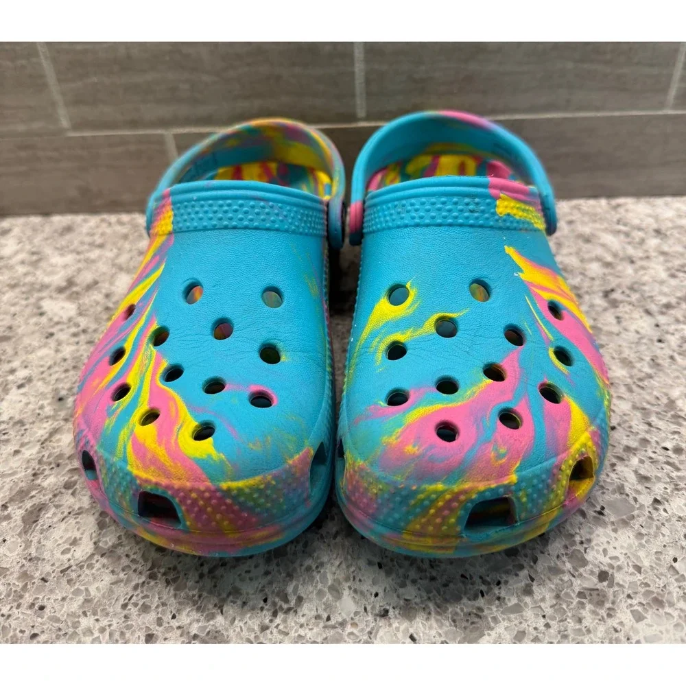 Crocs Little Kids Colorful Marbled Classic Clog Slip On Casual Shoes Size C12